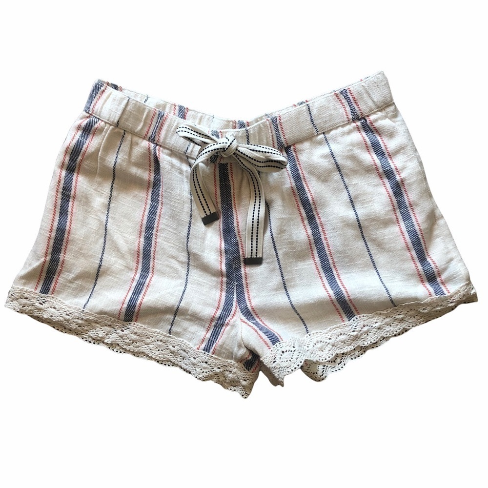 Aerie elastic waist lace trim cotton shorts medium
